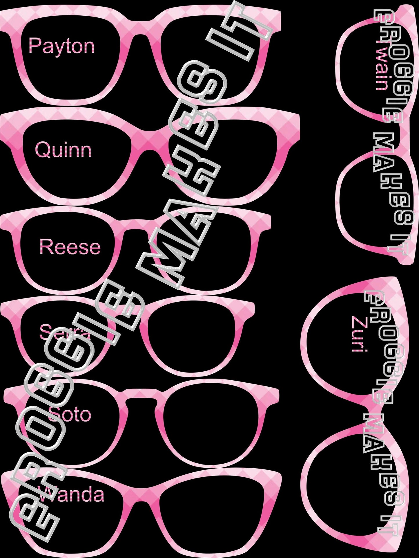 Translucent Pink Diamond Ombre frame topper compatible with Pair frames