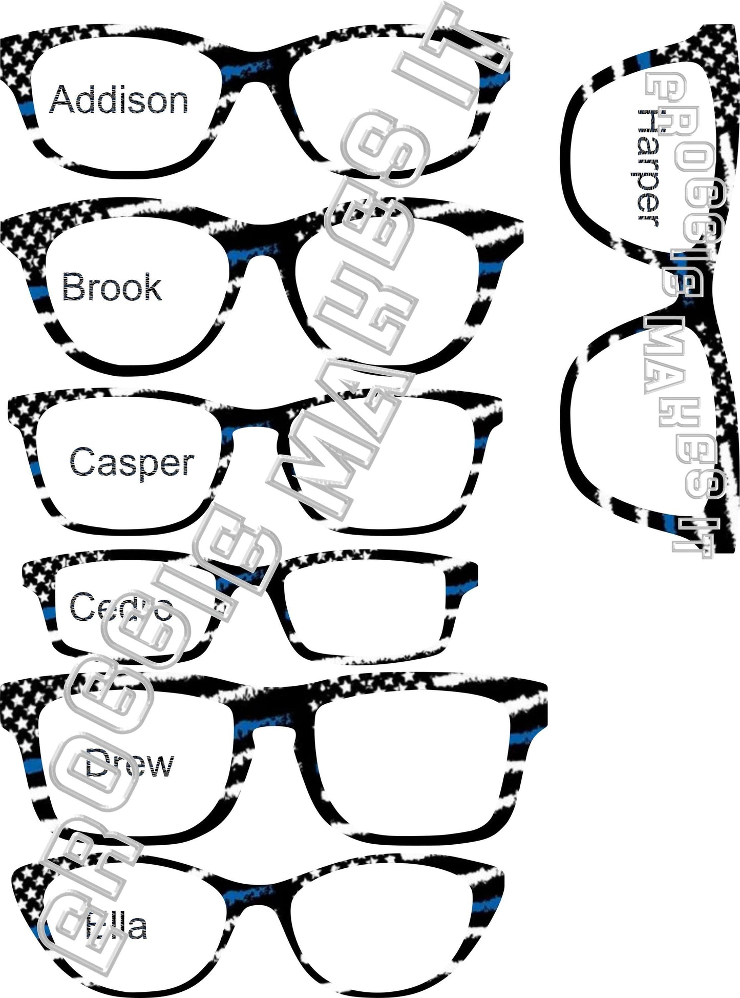 Holographic Back the Blue frame topper compatible with Pair frames +