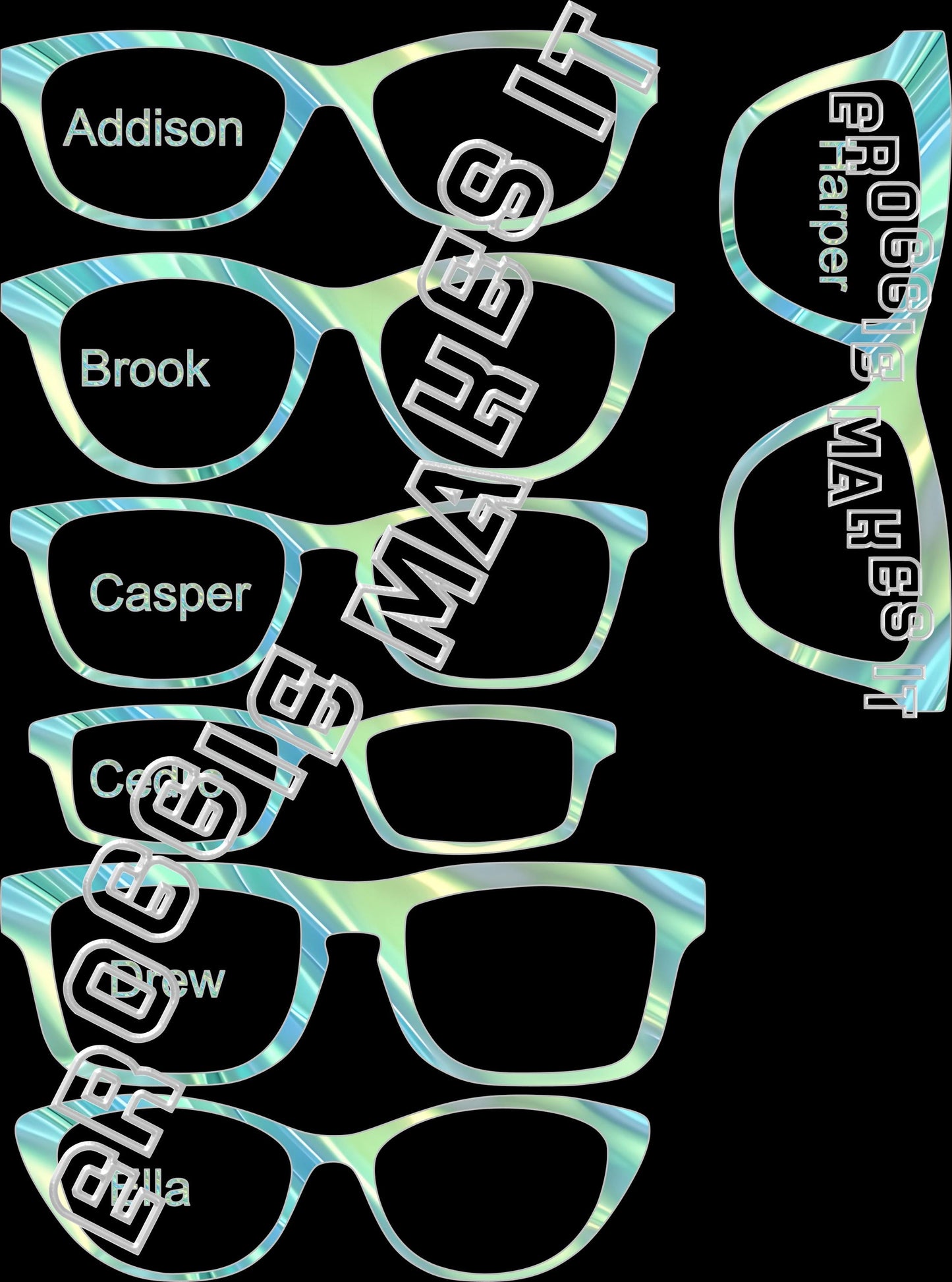 Opaque Ocean Swirls frame topper compatible with Pair frames