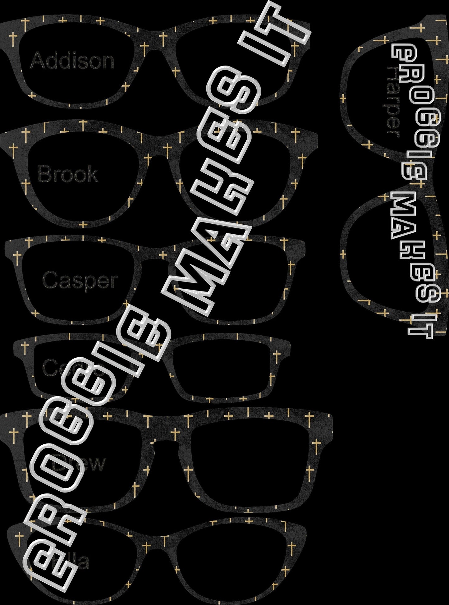 Holographic The Slim Crosses on Dark BG frame topper compatible with Pair frames