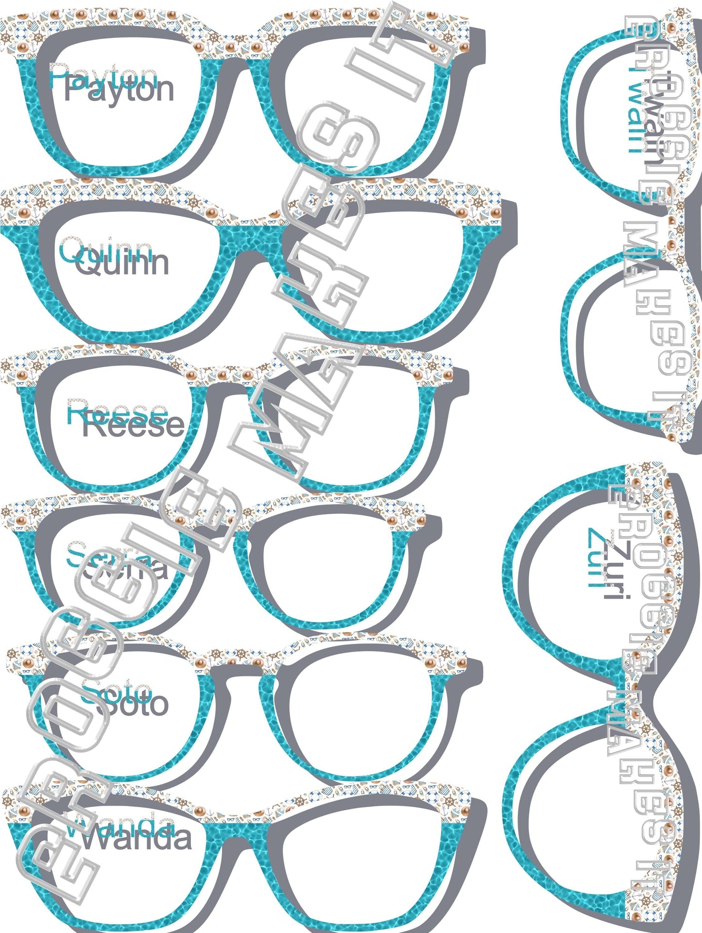 Holographic Boat Days over Water split frame topper to fit Pair frames with translucent option +