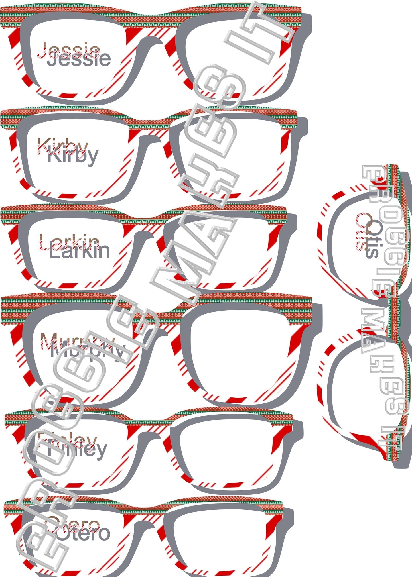 Translucent Holiday Sweater1 over Candy Cane Stripes frame topper compatible with Pair frames