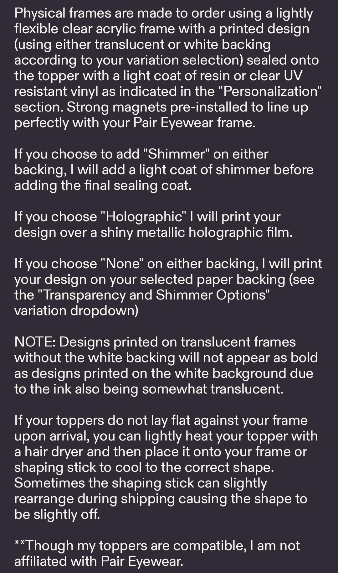 Holographic Black to Red Split frame Georgia topper compatible with Pair Eyewear frames