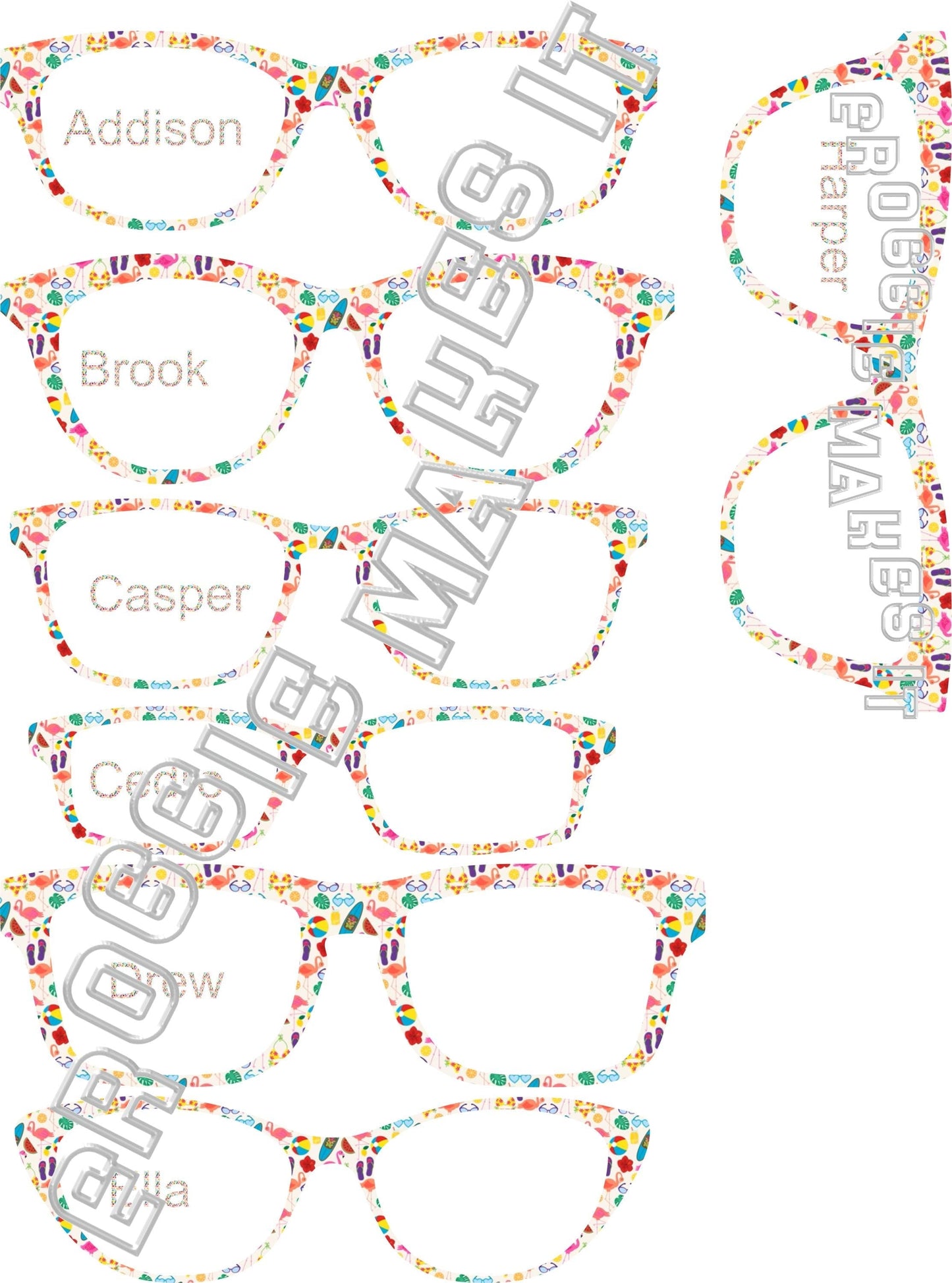 Translucent Flamingo Beach frame topper compatible with Pair frames