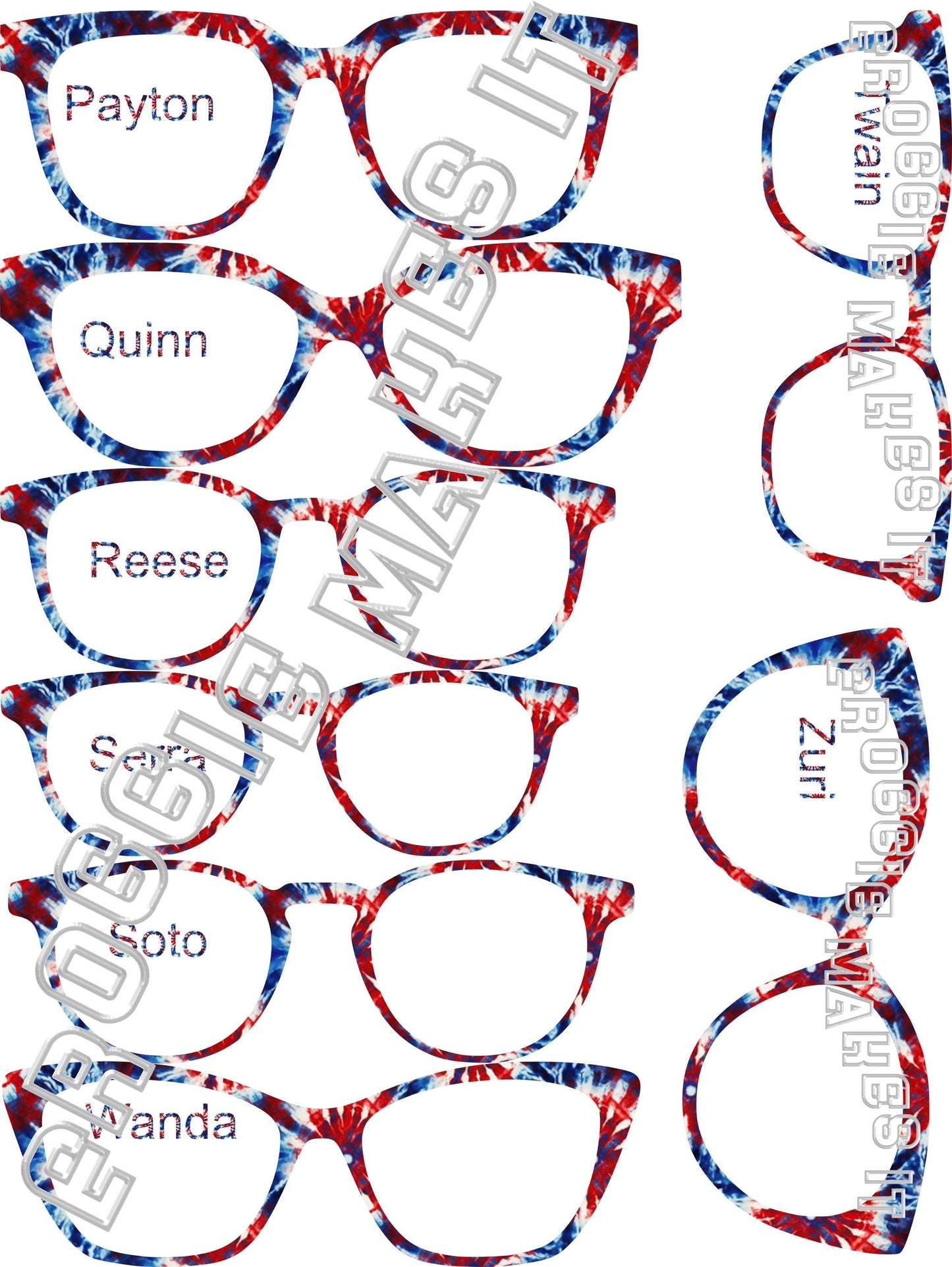 Translucent Red White & Blue Tie-Dye frame topper compatible with Pair frames