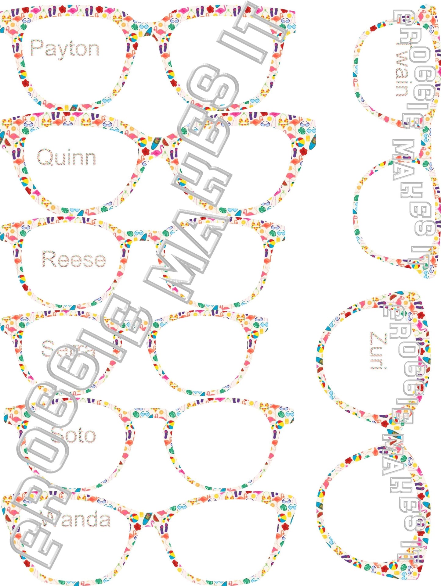 Translucent Flamingo Beach frame topper compatible with Pair frames