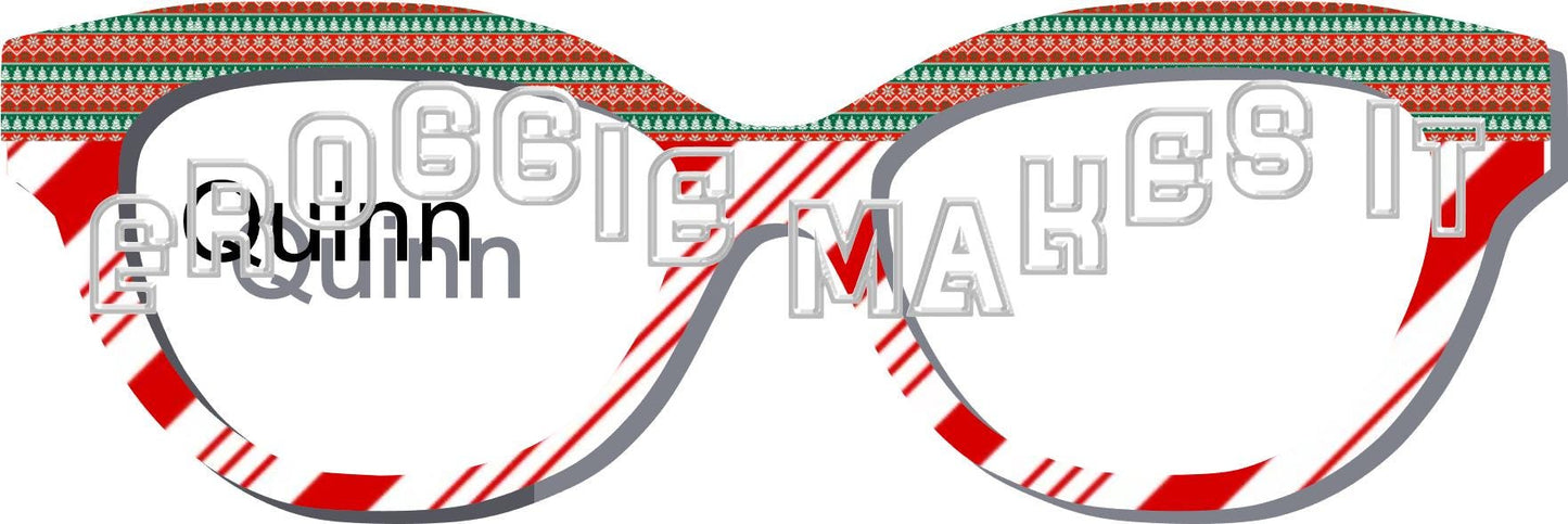 Translucent Holiday Sweater1 over Candy Cane Stripes frame topper compatible with Pair frames