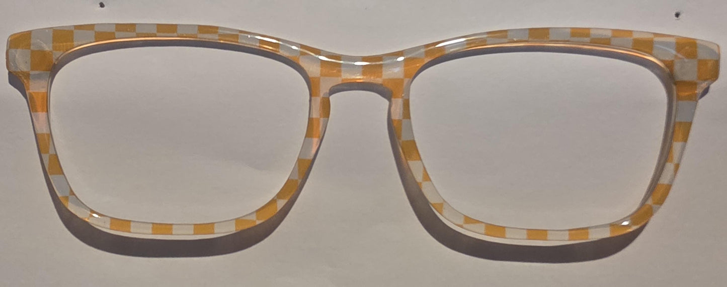 Opaque Orange & White Checkerboard frame topper compatible with Pair frames