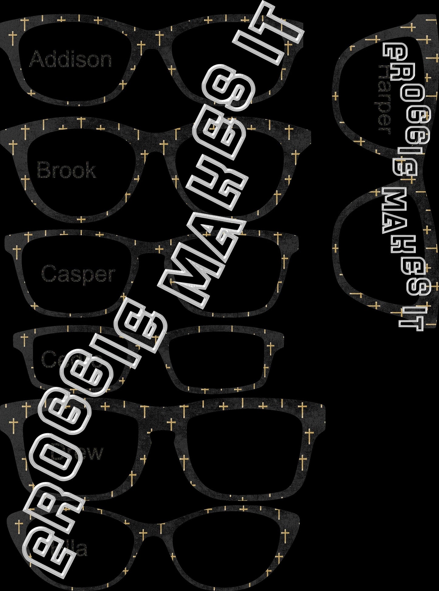 Opaque The Slim Crosses on Dark BG frame topper compatible with Pair frames
