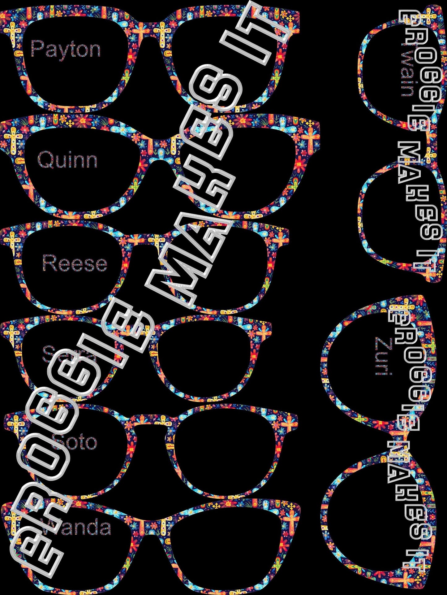 Translucent The Colorful Crosses on Navy BG frame topper compatible with Pair frames