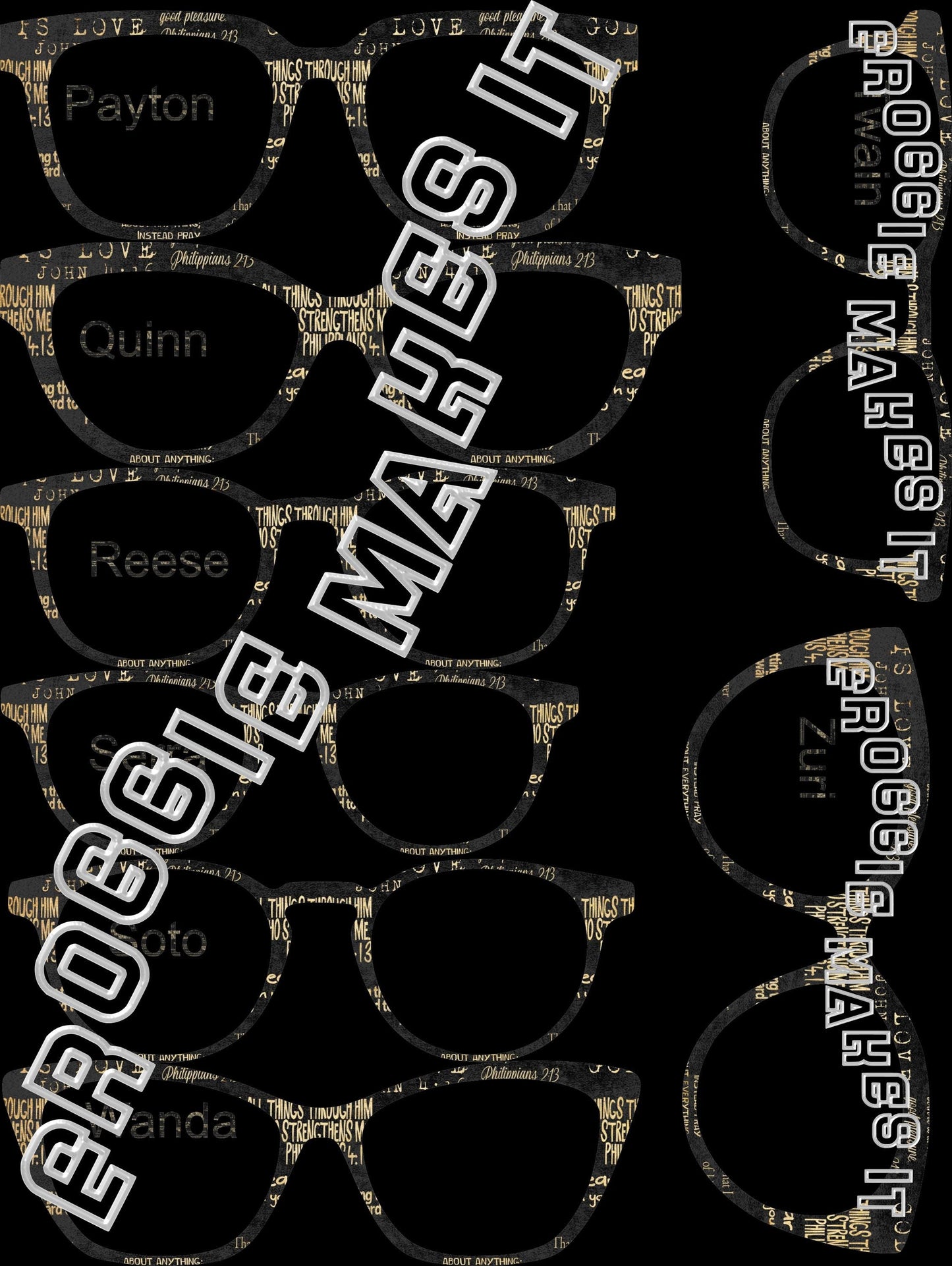 Holographic The Bible Quotes on Dark BG frame topper compatible with Pair frames