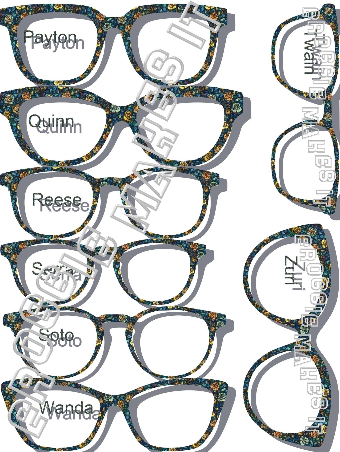 Translucent Blue Rose Stained Glass frame topper to fit Pair frames +