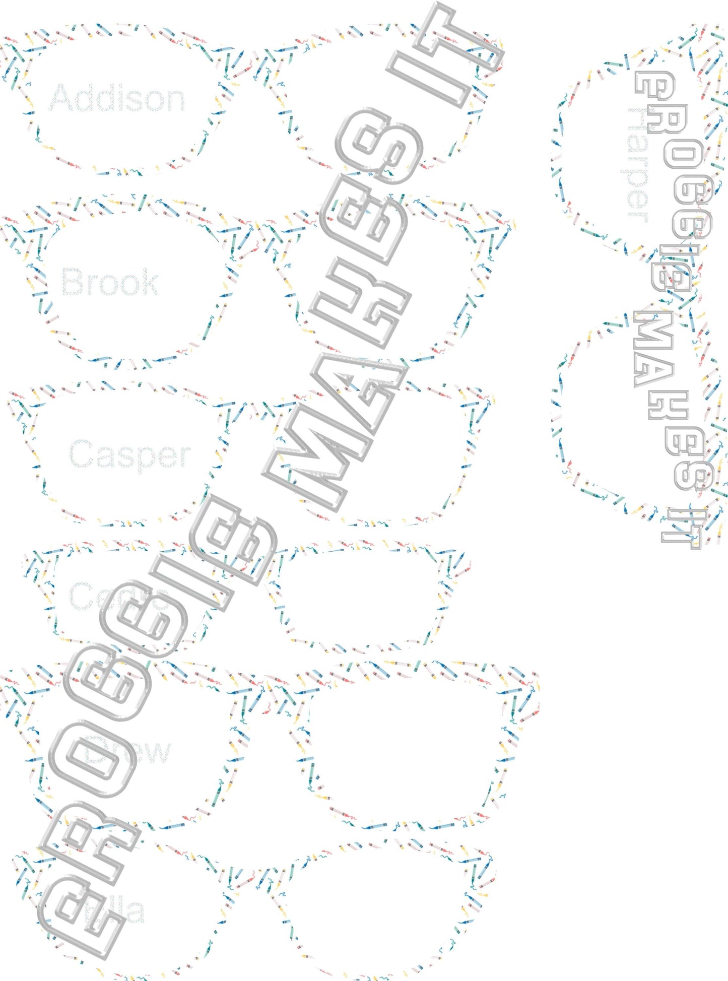 Opaque Crayons frame topper compatible with Pair frames