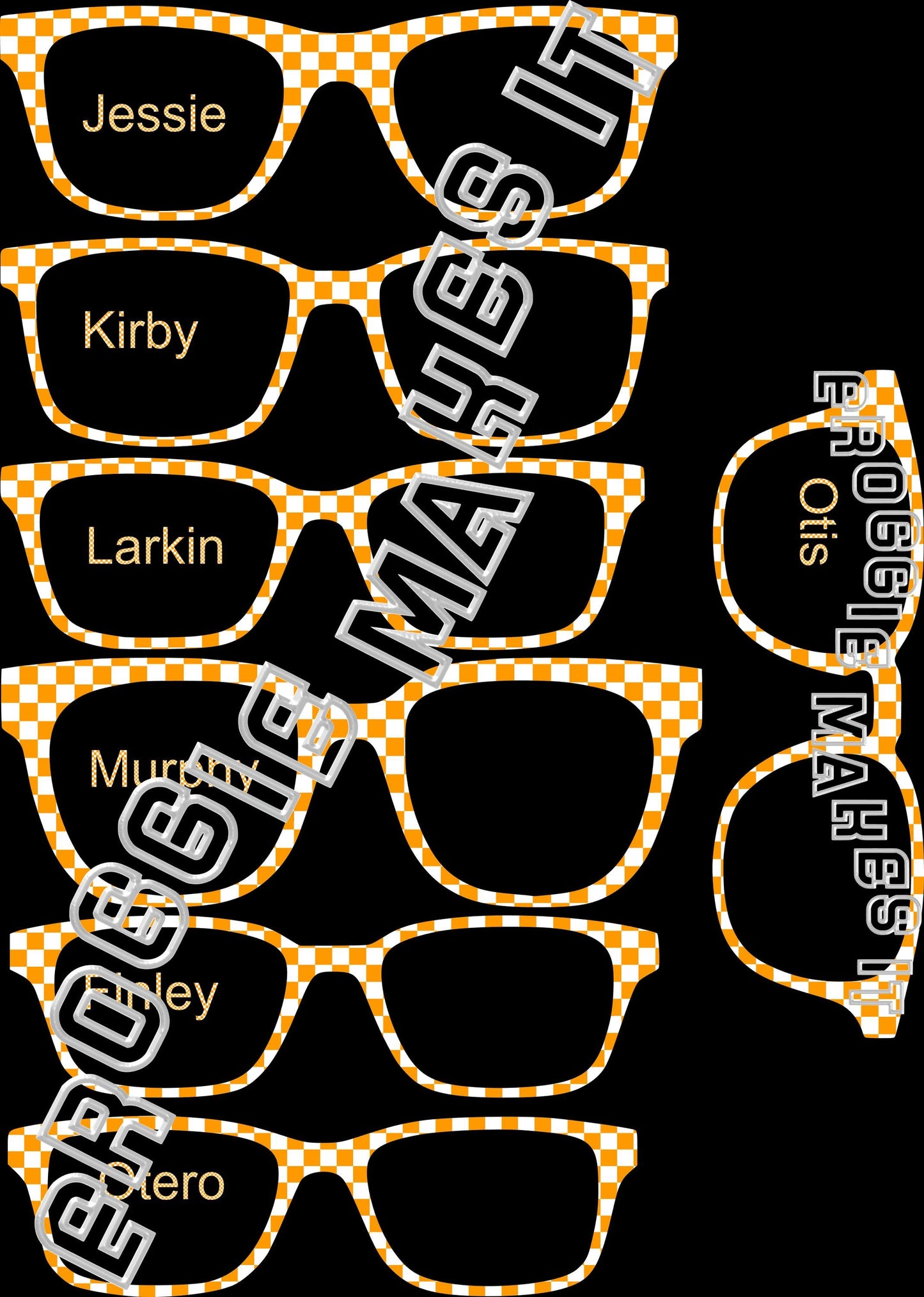Opaque Orange & White Checkerboard frame topper compatible with Pair frames
