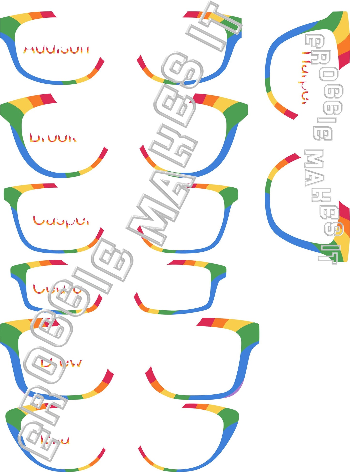 Opaque Rainbow Waves frame topper compatible with Pair frames