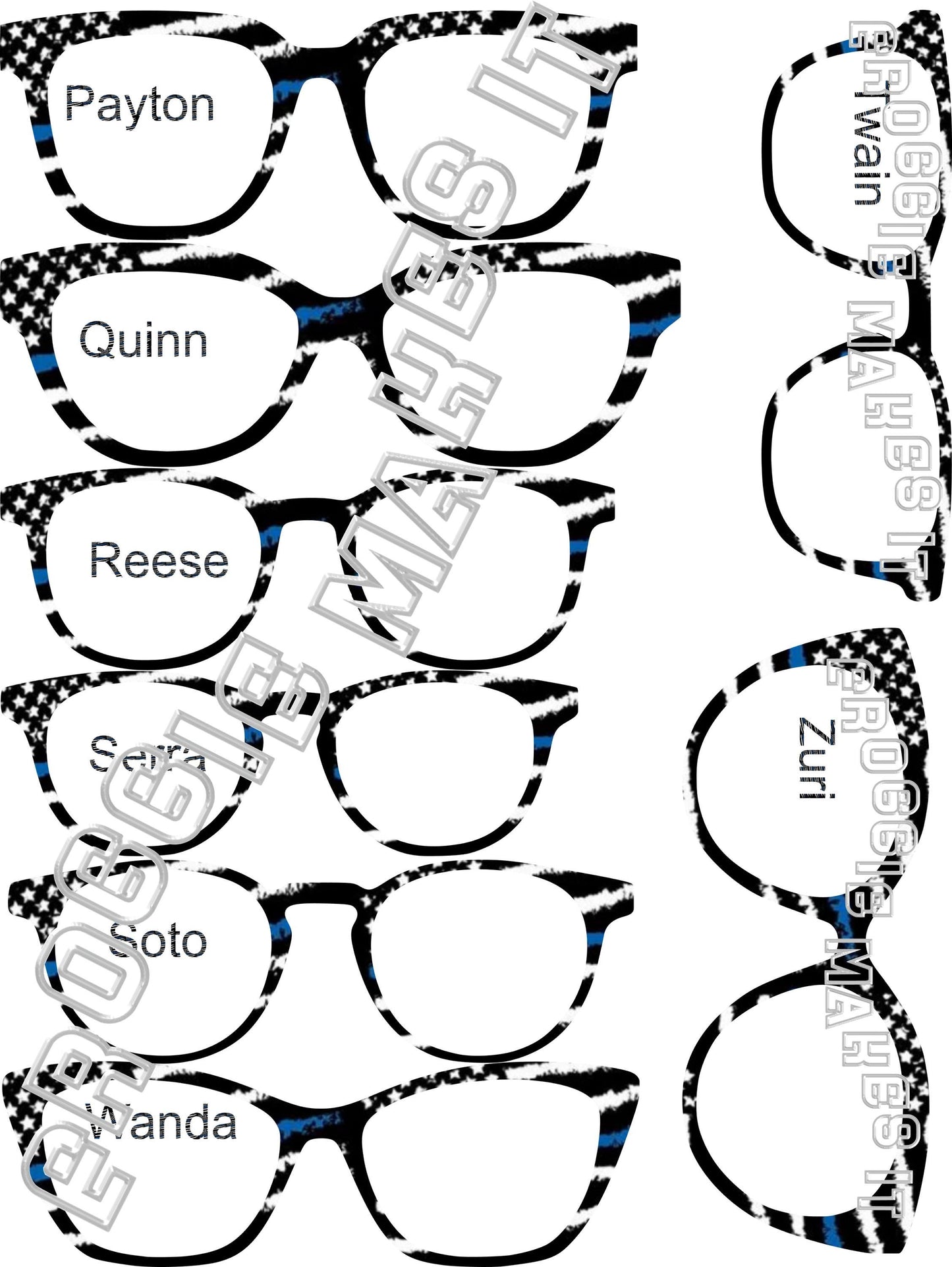 Opaque Back the Blue frame topper compatible with Pair frames +