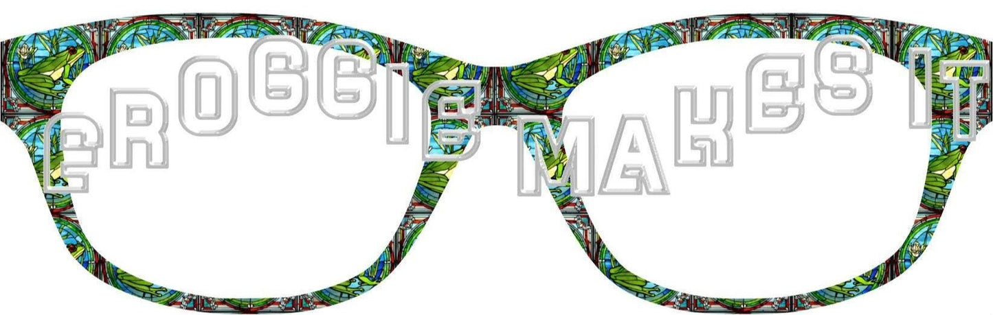 Holographic Frog Stained Glass #4 frame topper to fit Pair frames