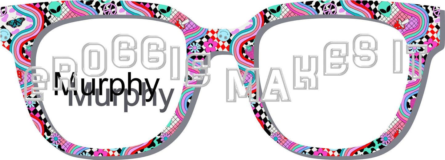 Holographic Groovy, Out of this World, Retro, Hippie, Alien frame topper to fit Pair frames