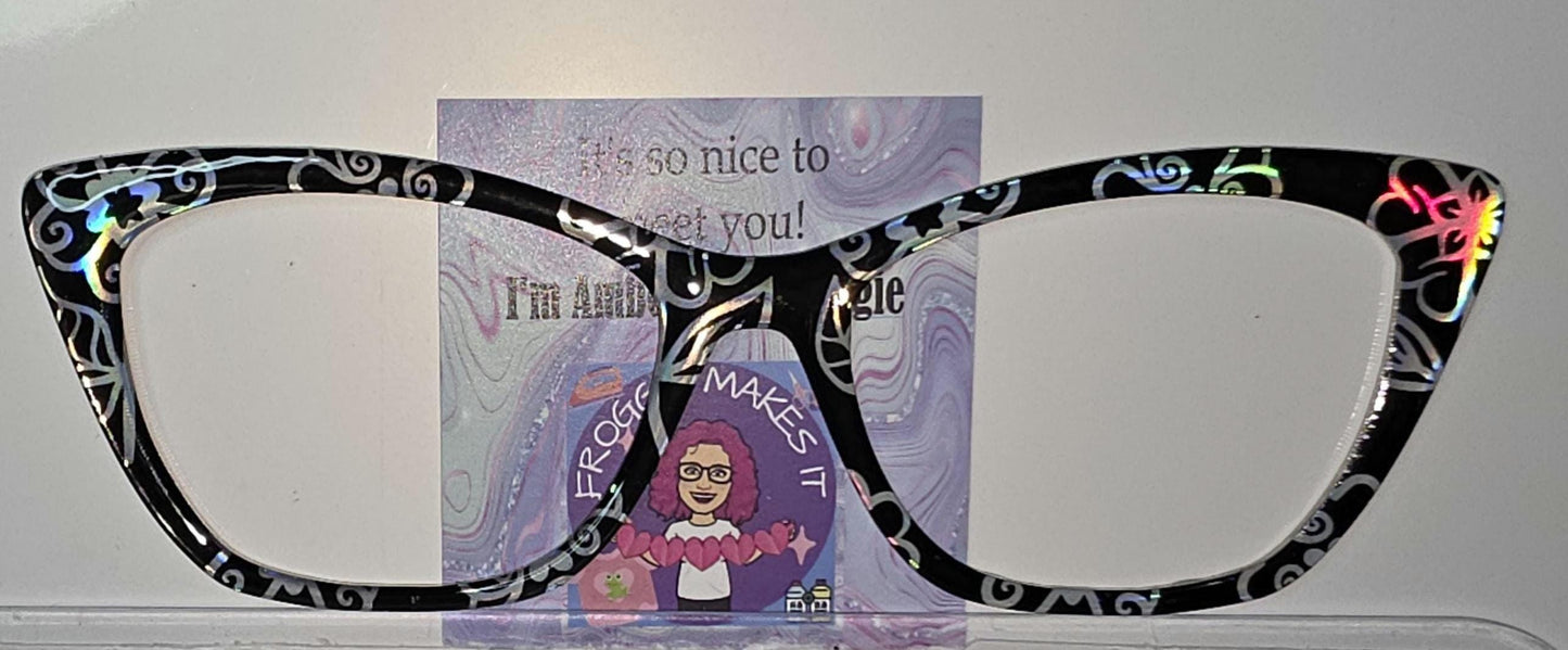Holographic hand drawn floral detail frame topper compatible with Pair frames