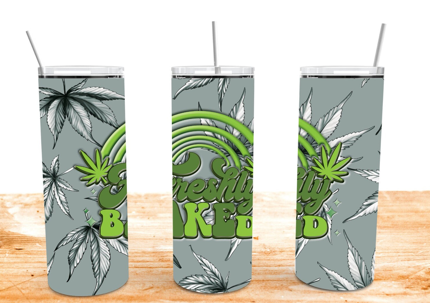 Freshly Baked, 3D, Weed, 420, 20oz Sublimation Tumbler design, 300dpi PNG file + mockup