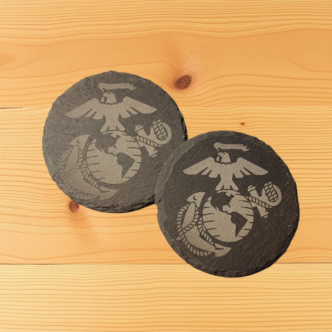 2 pk Laser Engraved Slate Coasters - EGA design
