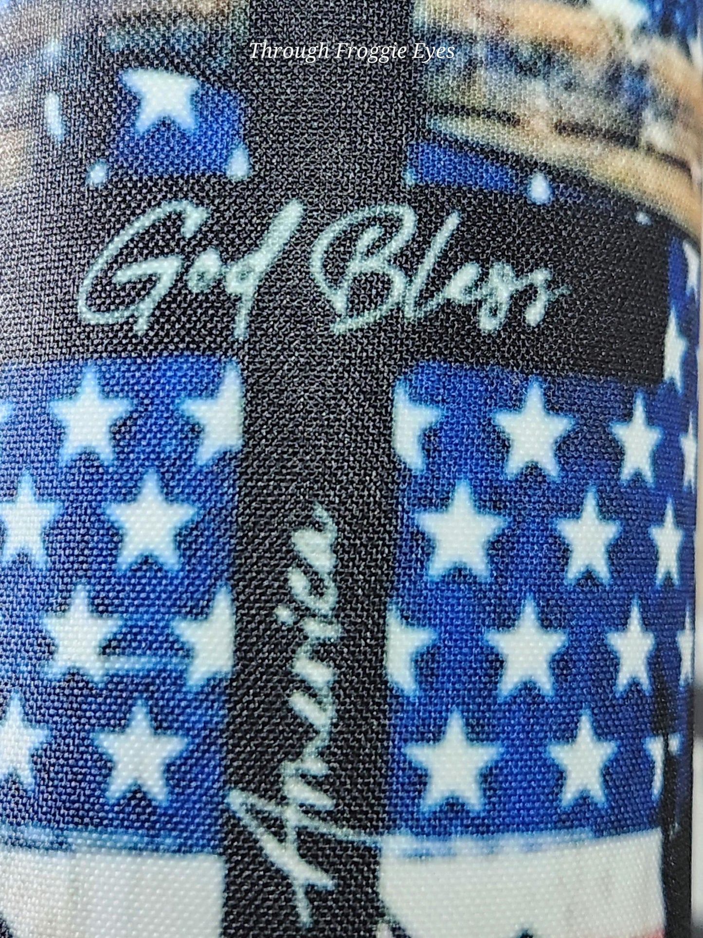20oz Sealed Fabric Wrapped Tumbler- Unique Texture "God Bless America" Soldier design