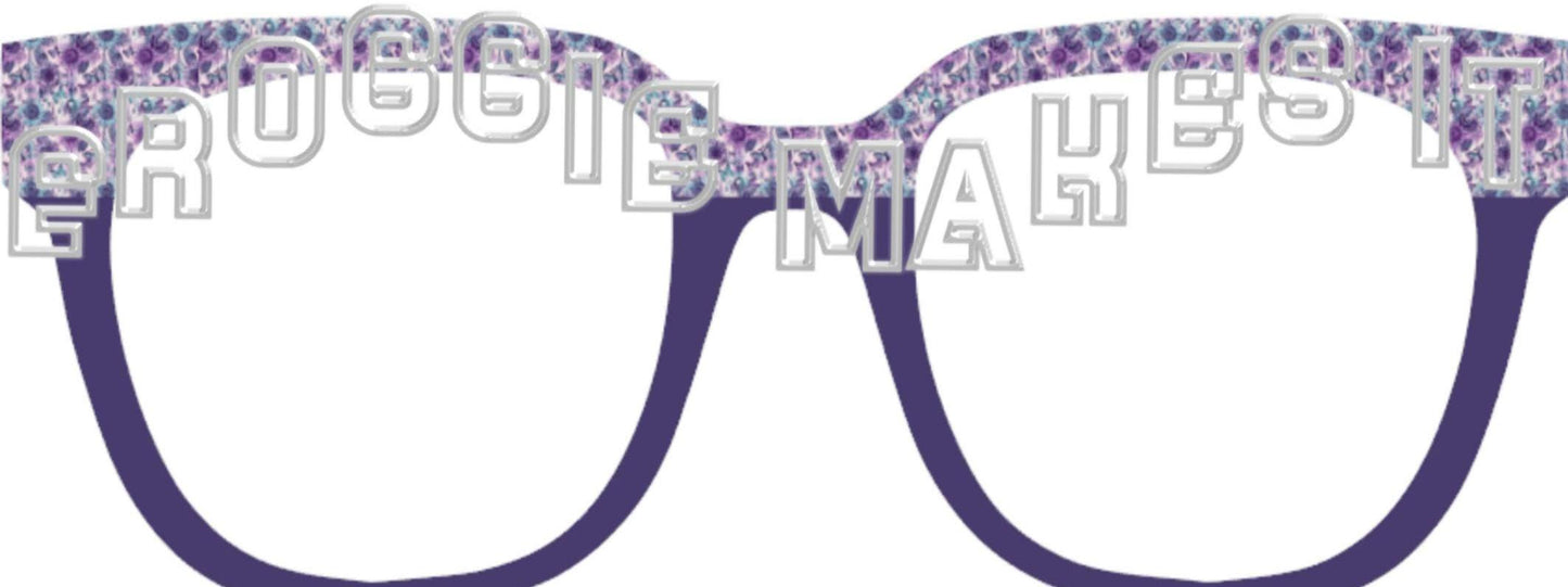 Purple Teal Flowers & Butterflies split frame topper for Pair frames