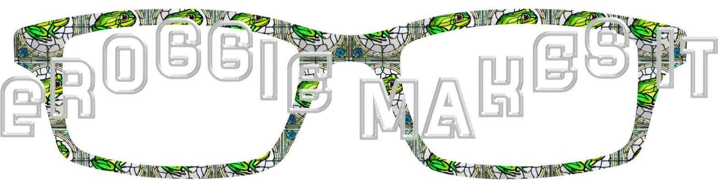 Frog Stained Glass #7 frame topper for Pair frames