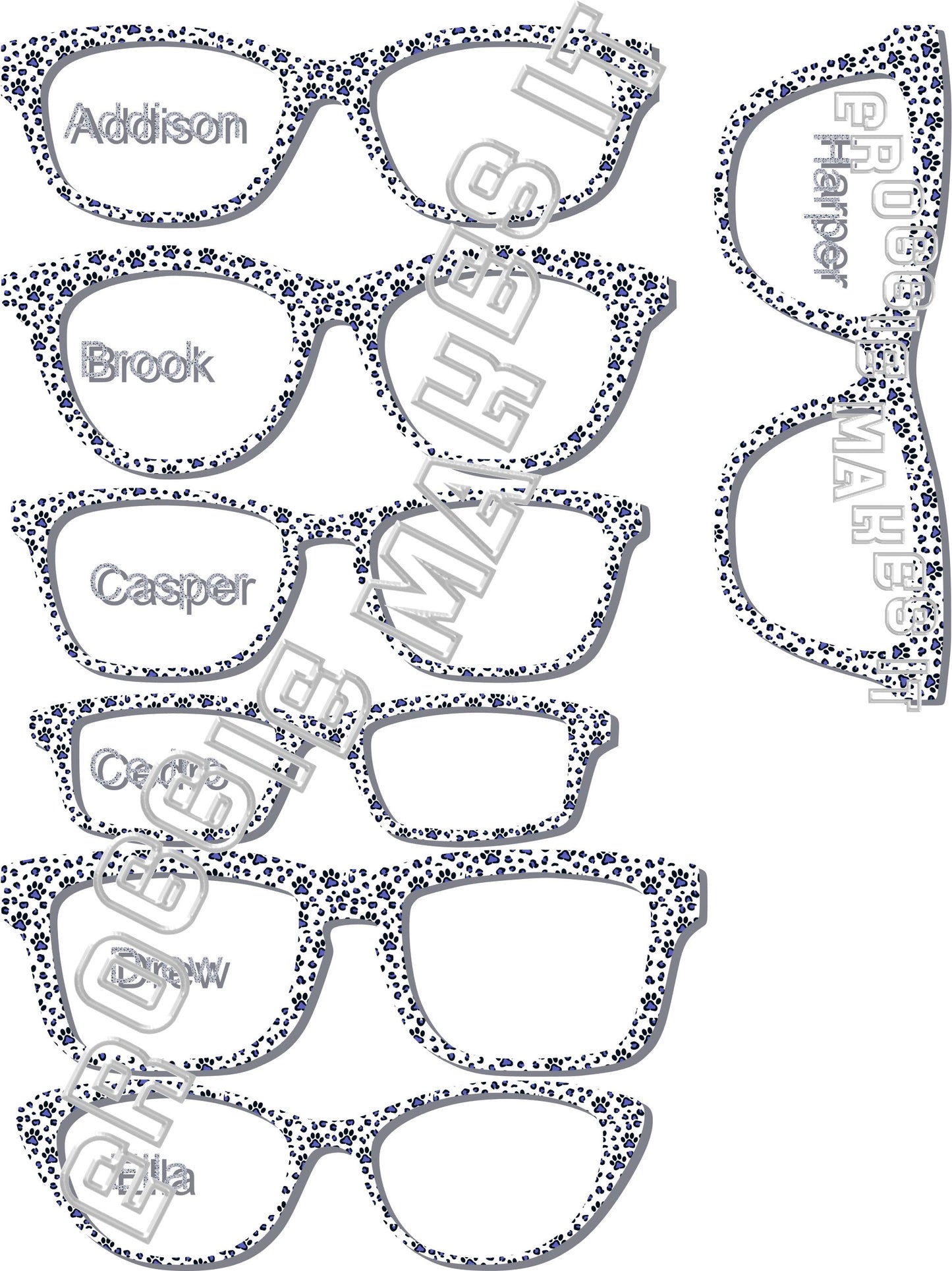Blue Paw Prints frame topper for Pair frames