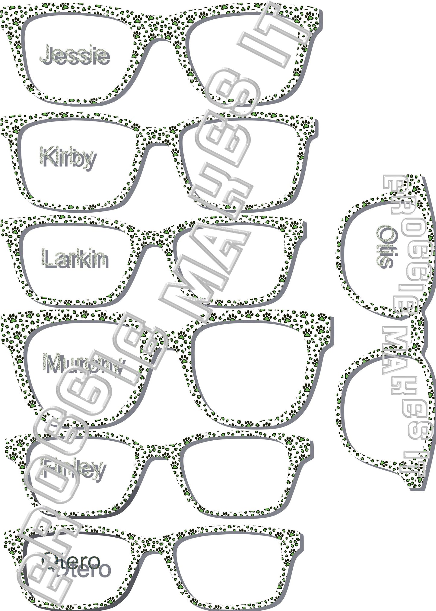 Green Paw Prints frame topper for Pair frames