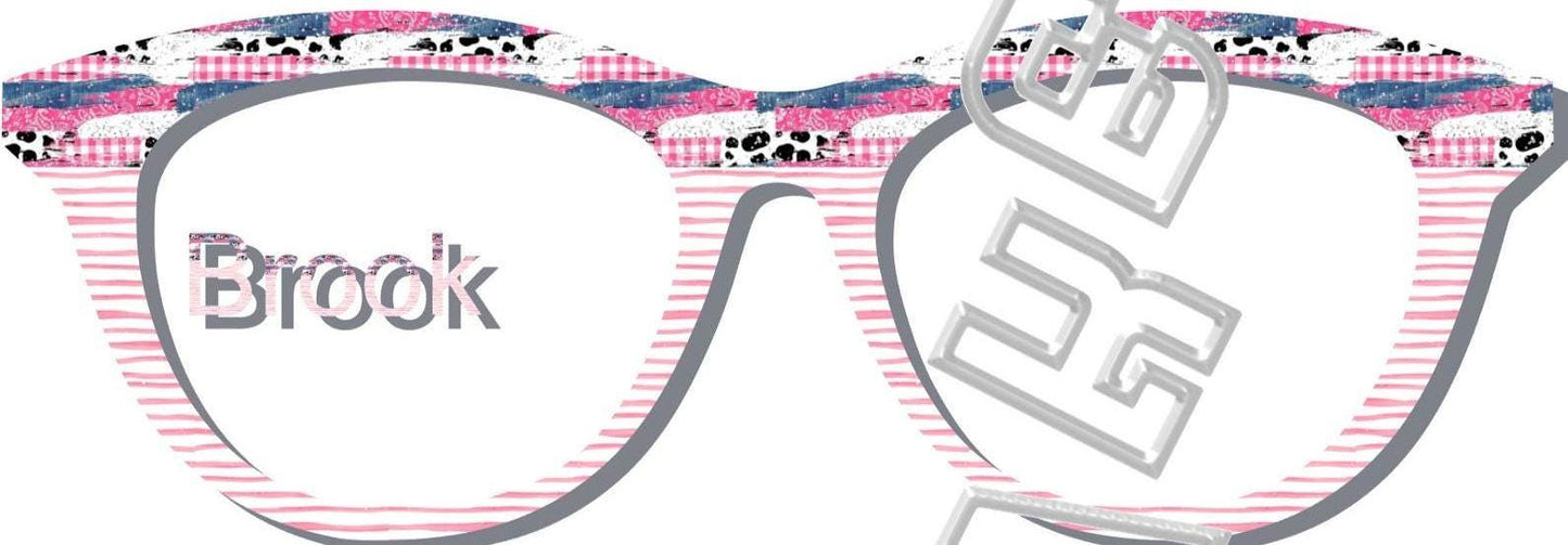 Pink Denim Cow Brush Strokes over Pink Watercolor Stripes split frame topper for Pair frames