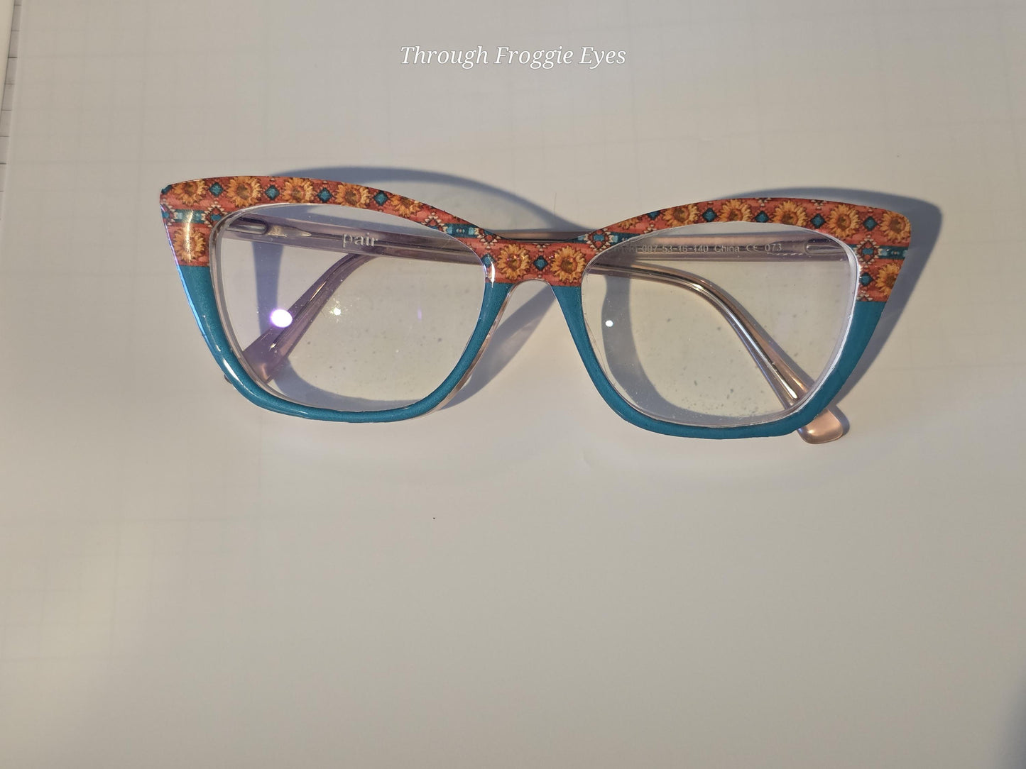 Western Sunflower Teal split frame topper for Pair frames