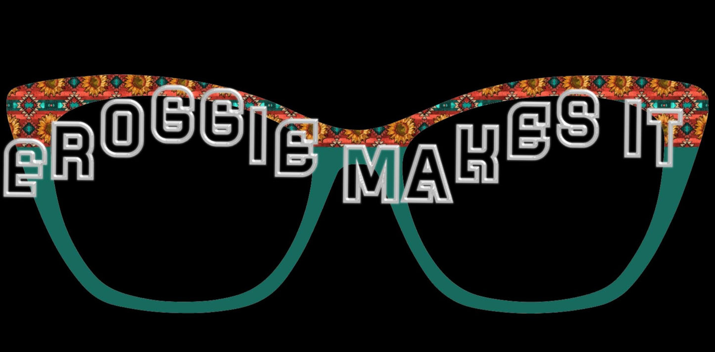 Western Sunflower Teal split frame topper for Pair frames