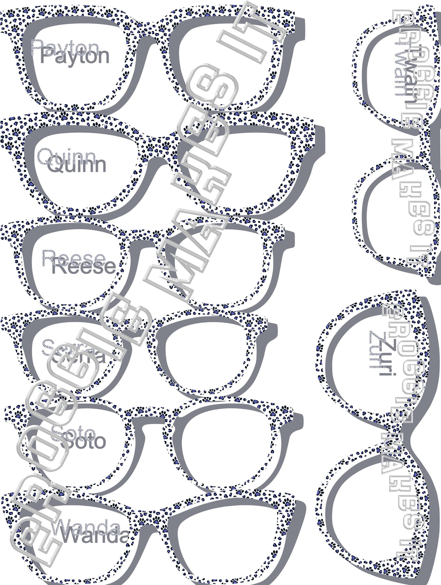 Blue Paw Prints frame topper for Pair frames