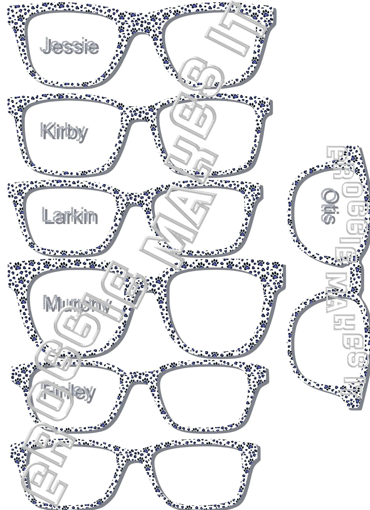 Blue Paw Prints frame topper for Pair frames