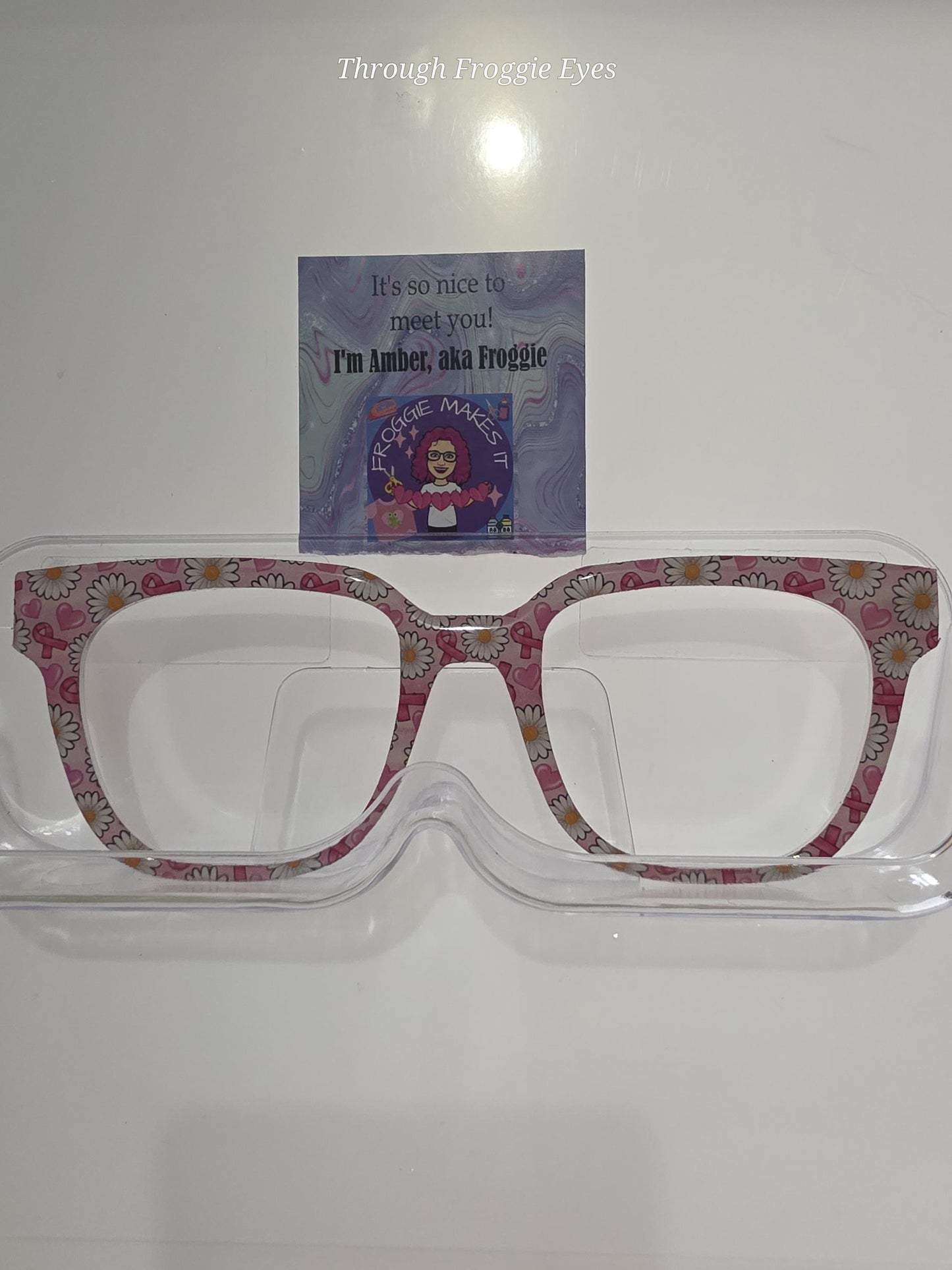 Pretty in Pink Breast Cancer Daisies frame topper for Pair frames