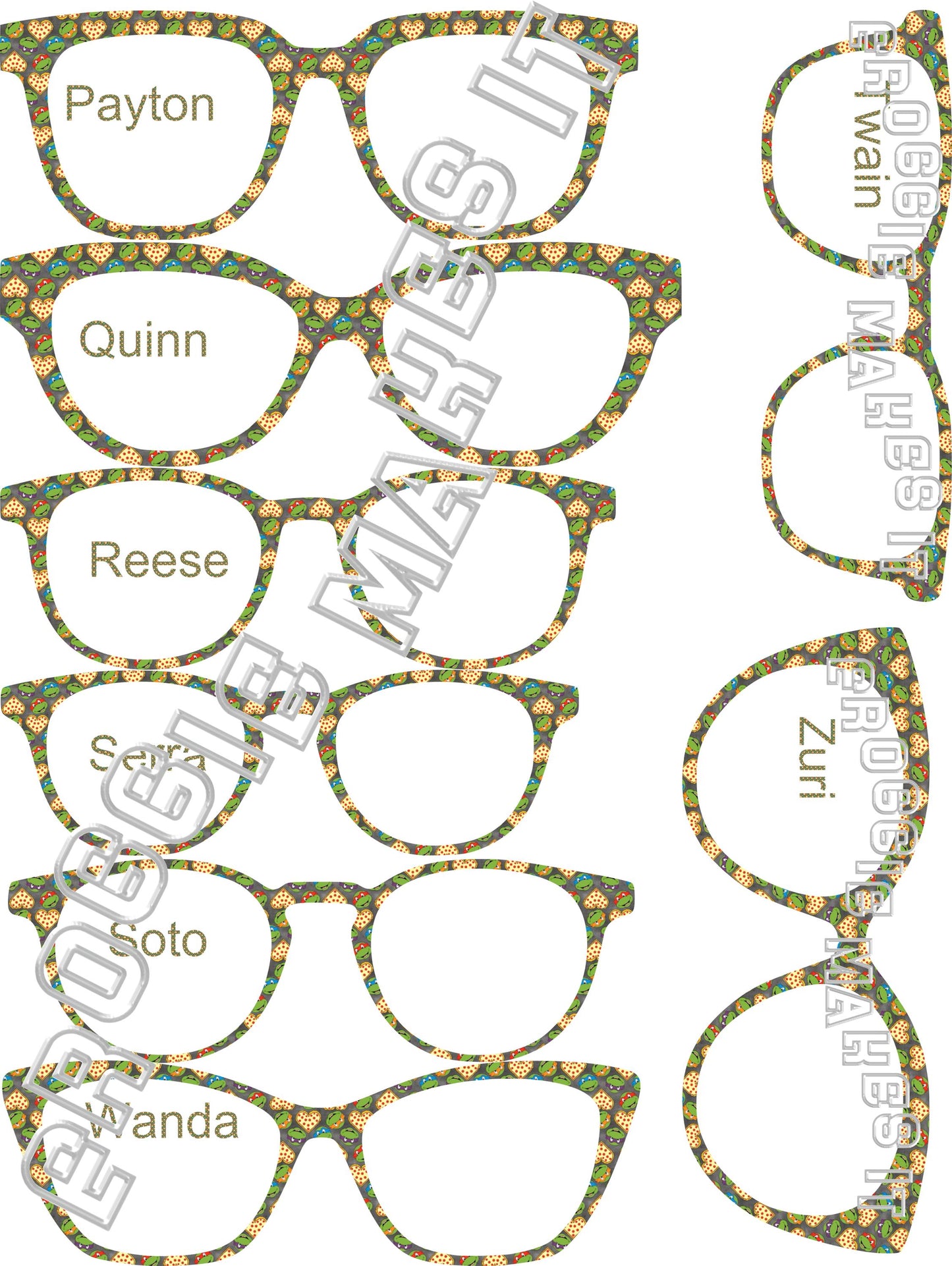 TMNT Pizza Love frame topper compatible with Pair frames