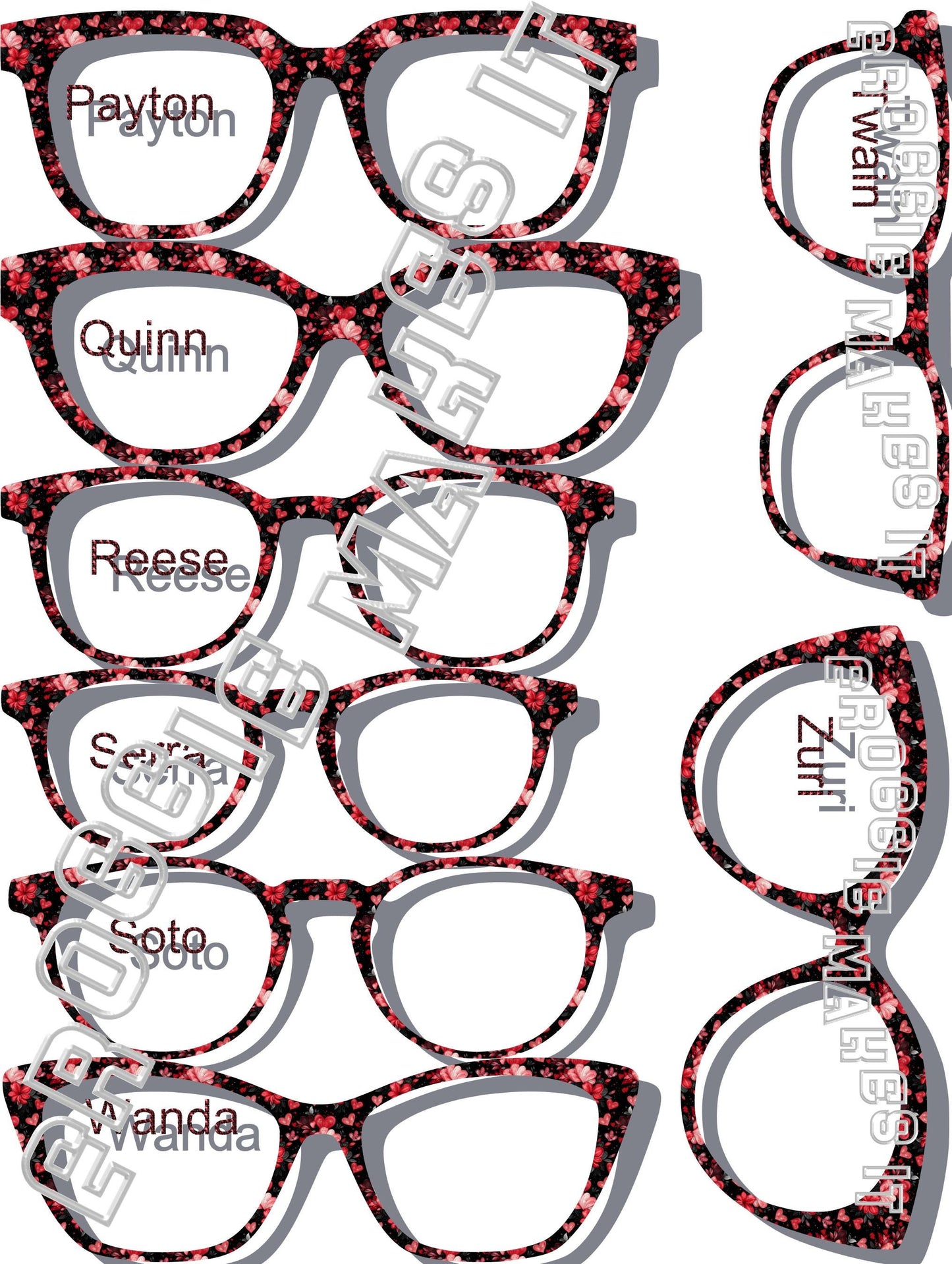 Passion Petals frame topper for Pair frames, hearts, black, red, flowers