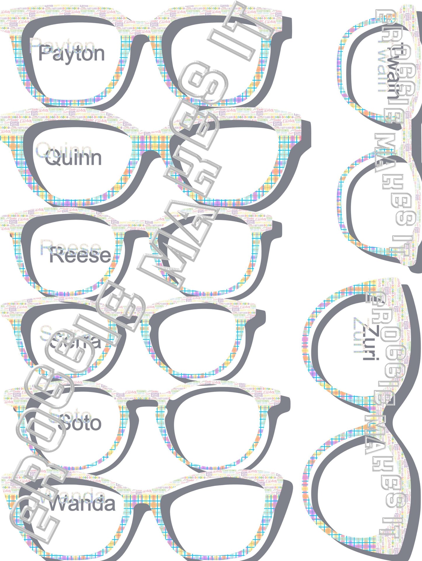 Happy Easter over Pastel Plaid split frame topper for Pair frames