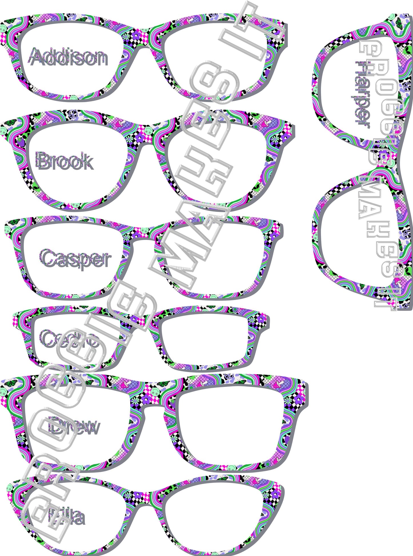 Groovy, Out of this World, Retro, Hippie, Alien frame topper for Pair frames- 2nd Color Option