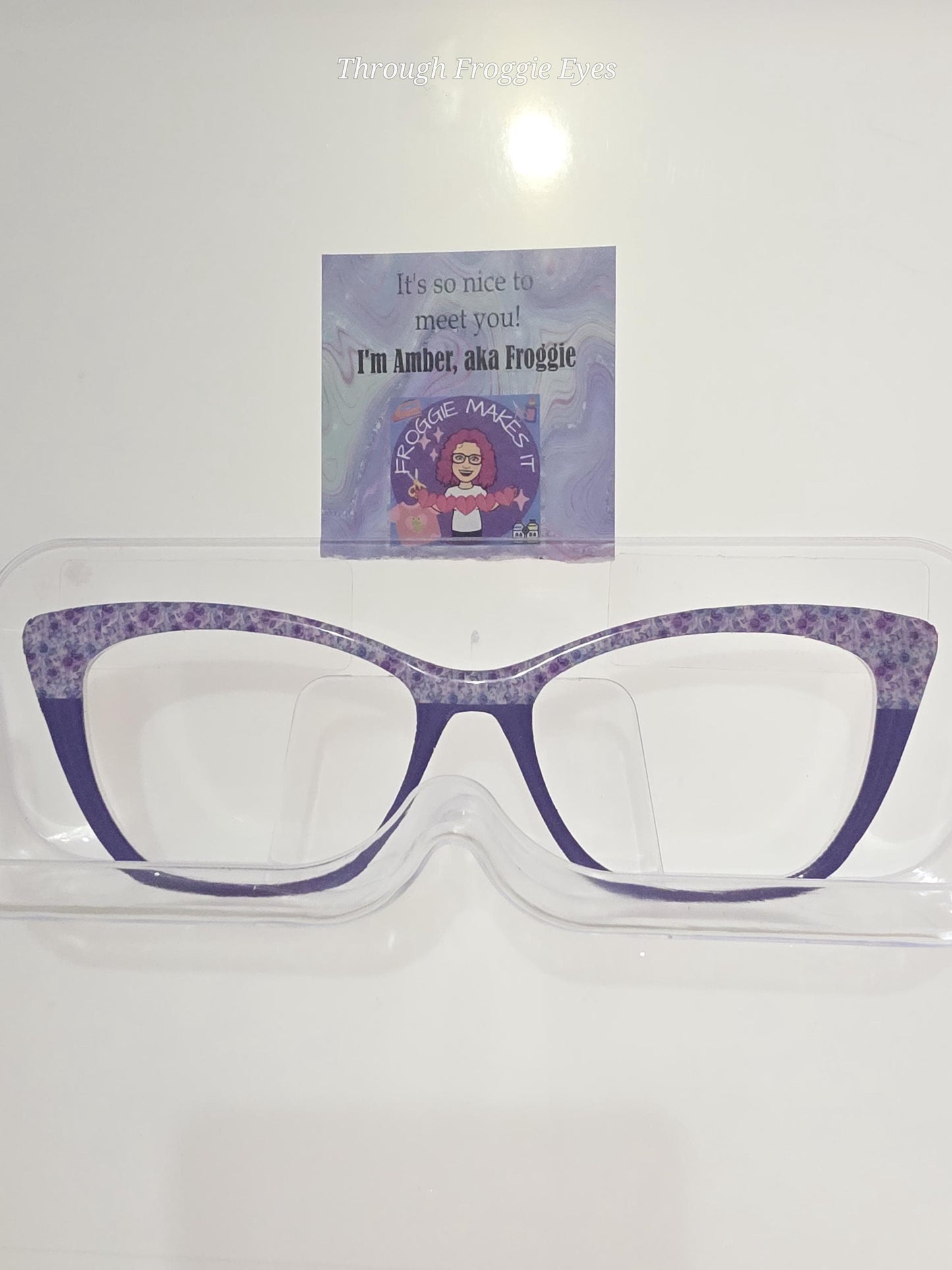 Purple Teal Flowers & Butterflies split frame topper for Pair frames
