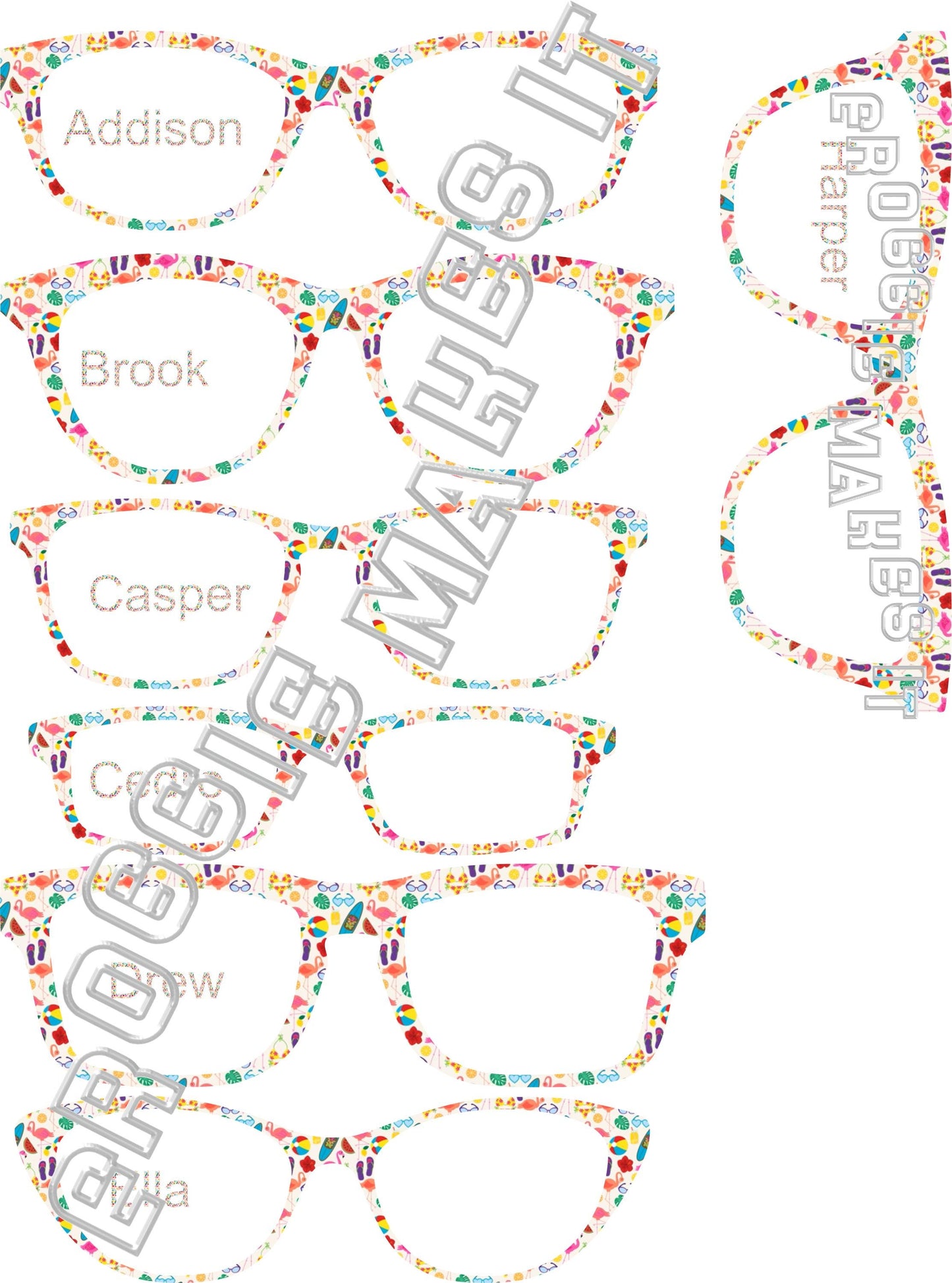 Flamingo Beach frame topper compatible with Pair frames