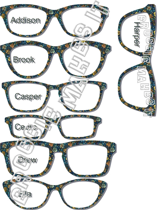 Holographic Blue Rose Stained Glass frame topper to fit Pair frames +