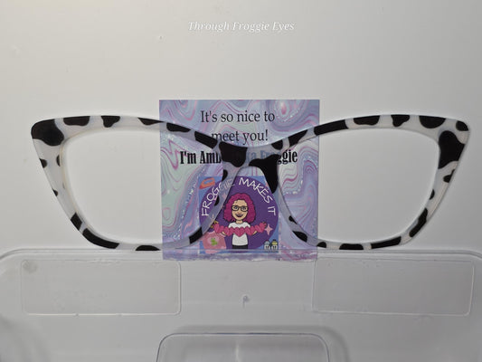 Opaque Cow print frame topper compatible with Pair Eyewear frames with translucent option