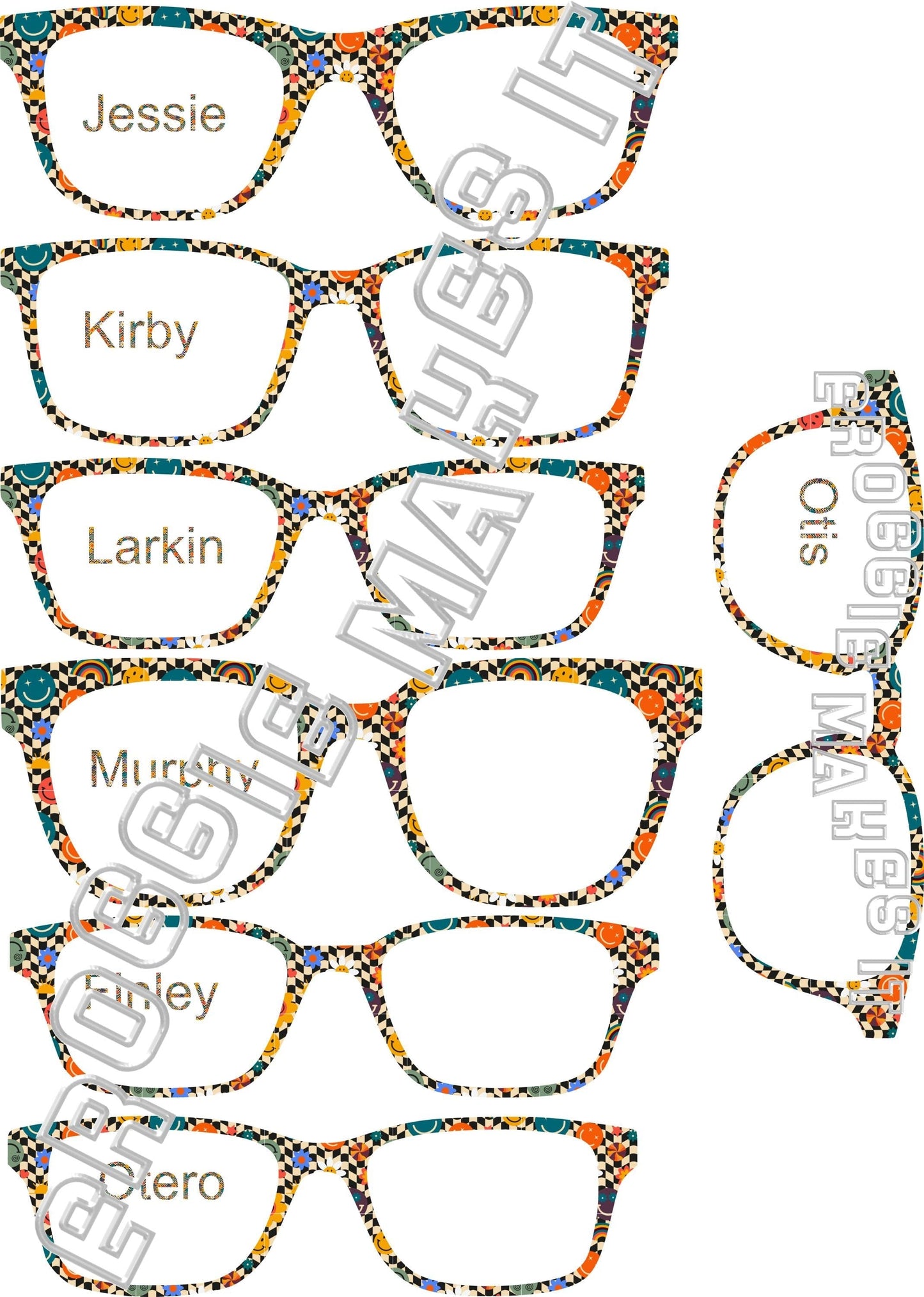 Translucent Retro Smiley Flowers frame topper compatible with Pair frames