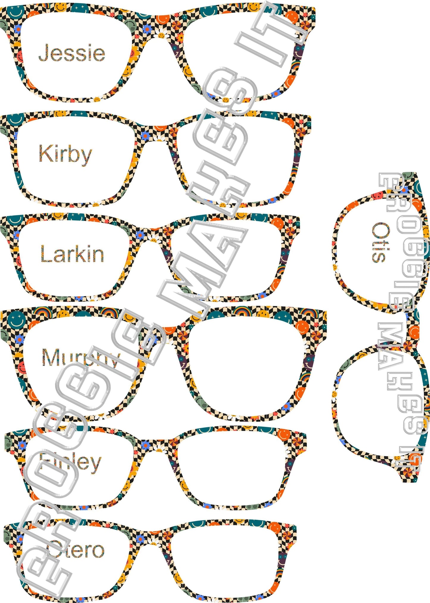 Holographic Retro Smiley Flowers frame topper compatible with Pair frames