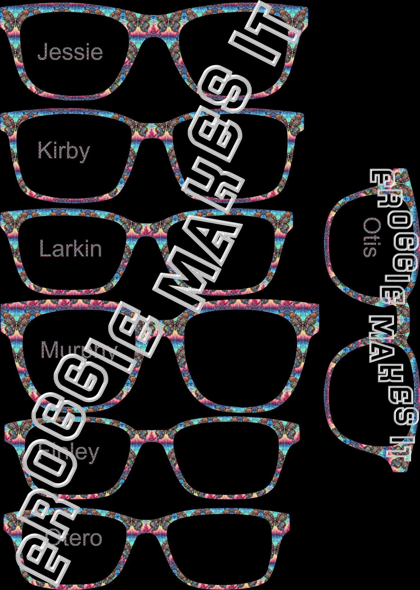 Opaque The Tie Dye Butterfly frame topper compatible with Pair frames with translucent option