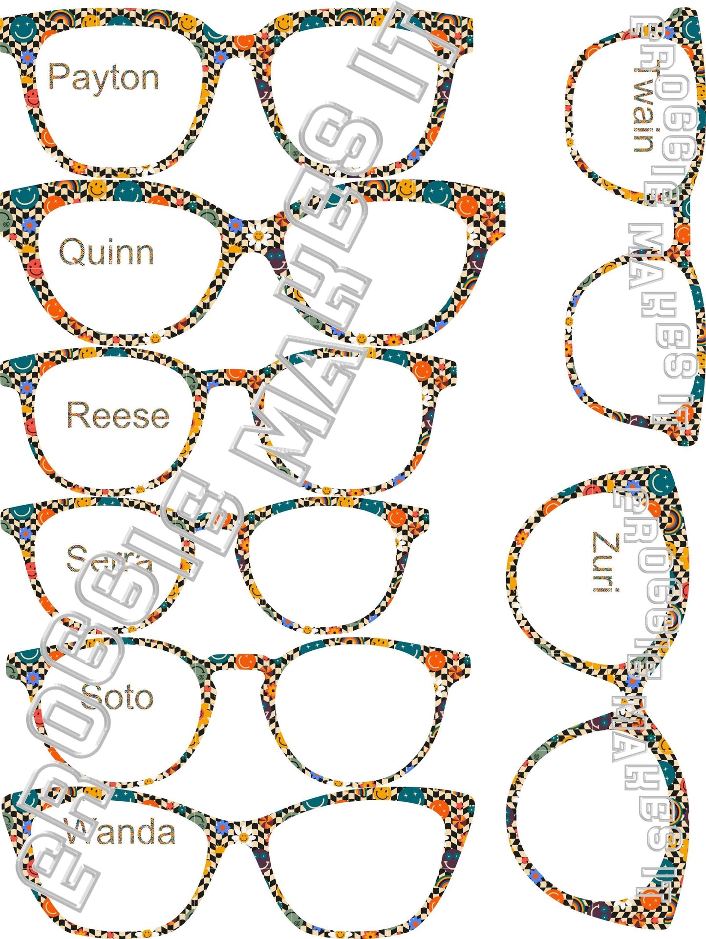 Translucent Retro Smiley Flowers frame topper compatible with Pair frames