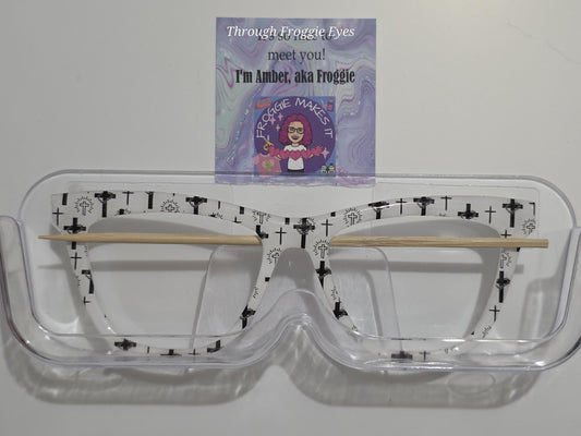 Holographic Crosses BW frame topper to fit Pair frames