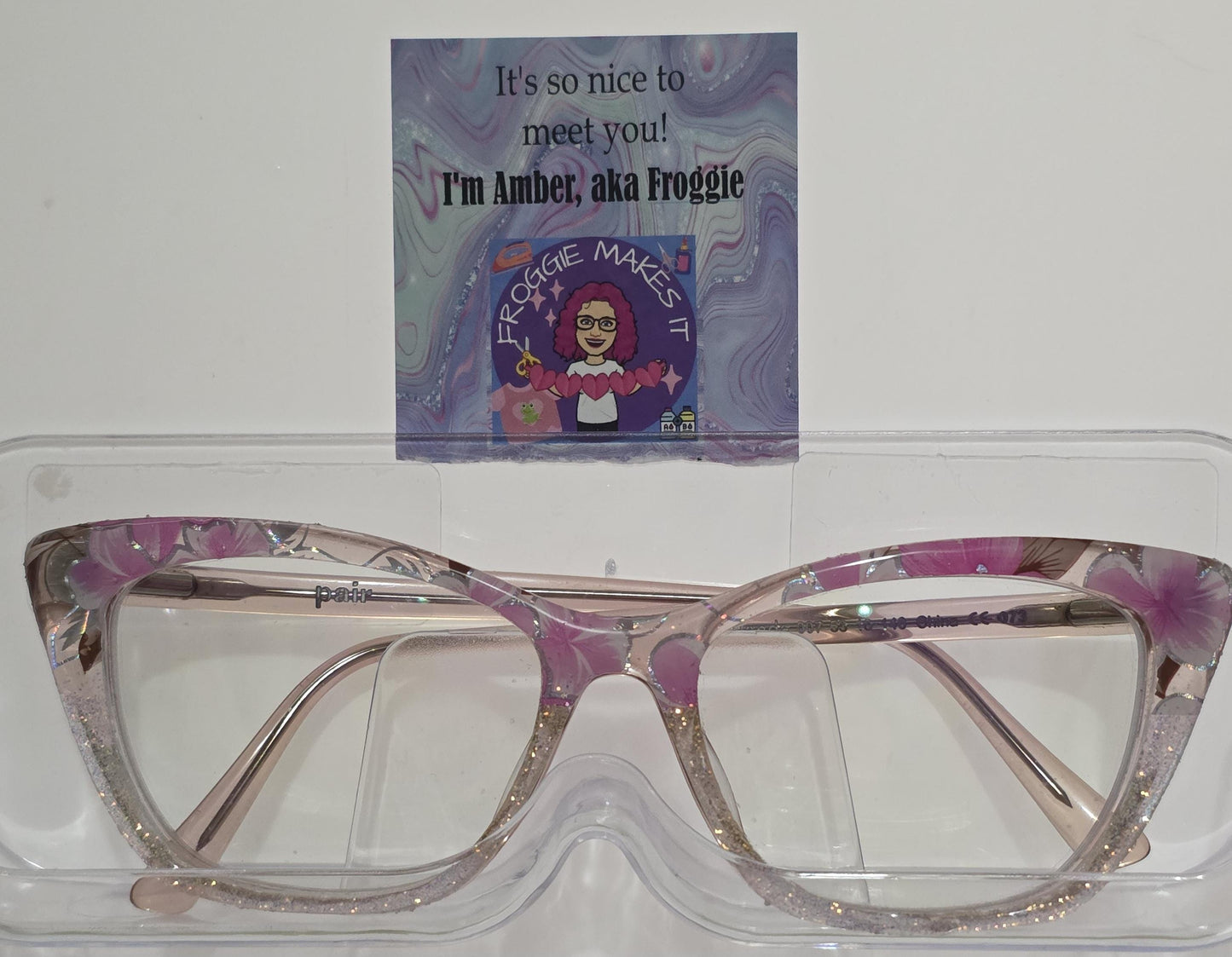 Clearly Pink Flowers frame topper for Pair frames